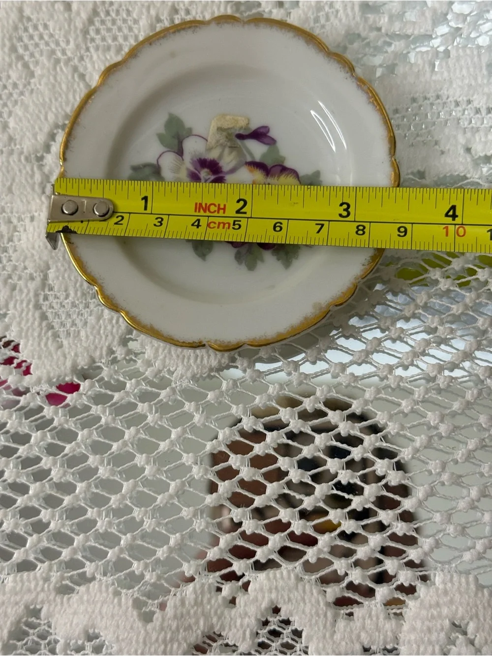 Vintage Miniature Porcelain Floral Plates Butter Pats Lot 2 Hand painted Japan